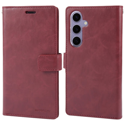 For Samsung Galaxy S24 5G GOOSPERY MANSOOR DIARY 9 Card Slots Leather Phone Case(Wine Red) - Galaxy S24 5G Cases by GOOSPERY | Online Shopping South Africa | PMC Jewellery | Buy Now Pay Later Mobicred