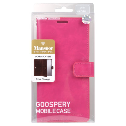 For Samsung Galaxy S24 5G GOOSPERY MANSOOR DIARY 9 Card Slots Leather Phone Case(Rose Red) - Galaxy S24 5G Cases by GOOSPERY | Online Shopping South Africa | PMC Jewellery | Buy Now Pay Later Mobicred