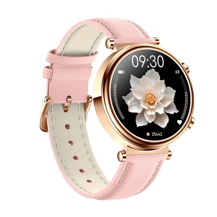 T86 Woman Health 1.27 inch Smart Watch, BT Call / Physiological Cycle / Heart Rate / Blood Pressure / Blood Glucose / SOS(Rose Gold Pink Leather) - Smart Wristbands by PMC Jewellery | Online Shopping South Africa | PMC Jewellery