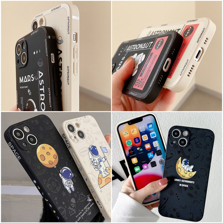 For iPhone 16 Plus Astronaut Pattern Silicone Straight Edge Phone Case(Planet Landing-White) - iPhone 16 Plus Cases by PMC Jewellery | Online Shopping South Africa | PMC Jewellery | Buy Now Pay Later Mobicred