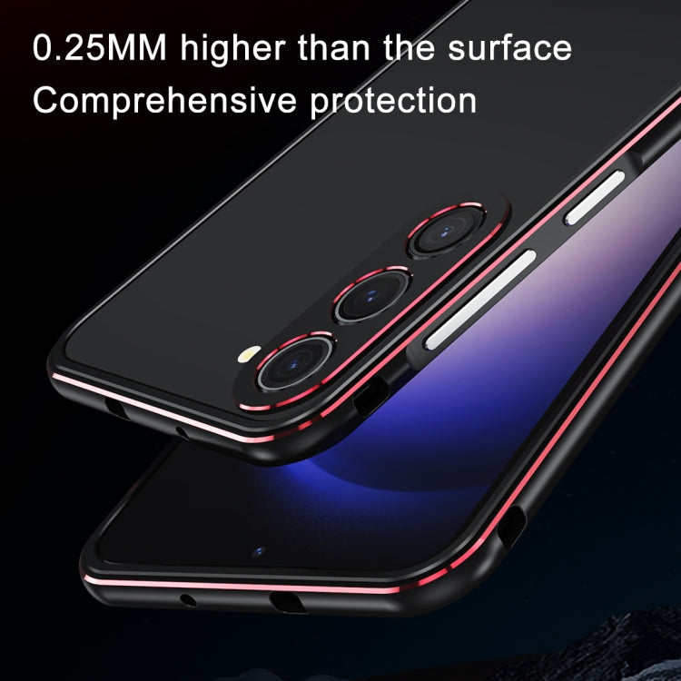 For Samsung Galaxy S23 FE 5G Aurora Series Lens Protector + Metal Frame Phone Case(Black Silver) - Galaxy S23 FE 5G Cases by PMC TechLife | Online Shopping South Africa | PMC TechLife