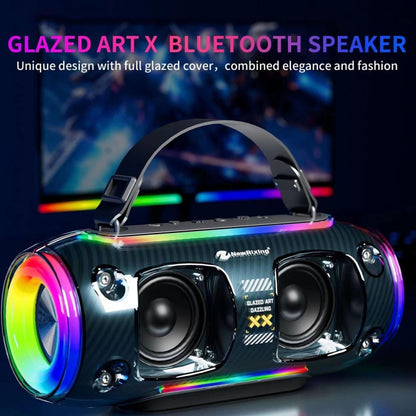 New Rixing NR8806 Portable Outdoor Wireless Bluetooth Speaker RGB Colorful Subwoofer, Style:Without Mic(Black) - Desktop Speaker by NewRixing | Online Shopping South Africa | PMC Jewellery | Buy Now Pay Later Mobicred