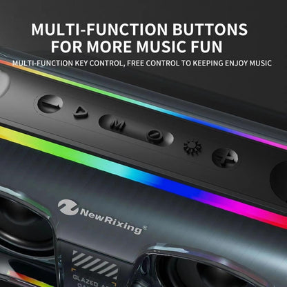 New Rixing NR8806 Portable Outdoor Wireless Bluetooth Speaker RGB Colorful Subwoofer, Style:Single Mic(Black) - Desktop Speaker by NewRixing | Online Shopping South Africa | PMC Jewellery | Buy Now Pay Later Mobicred