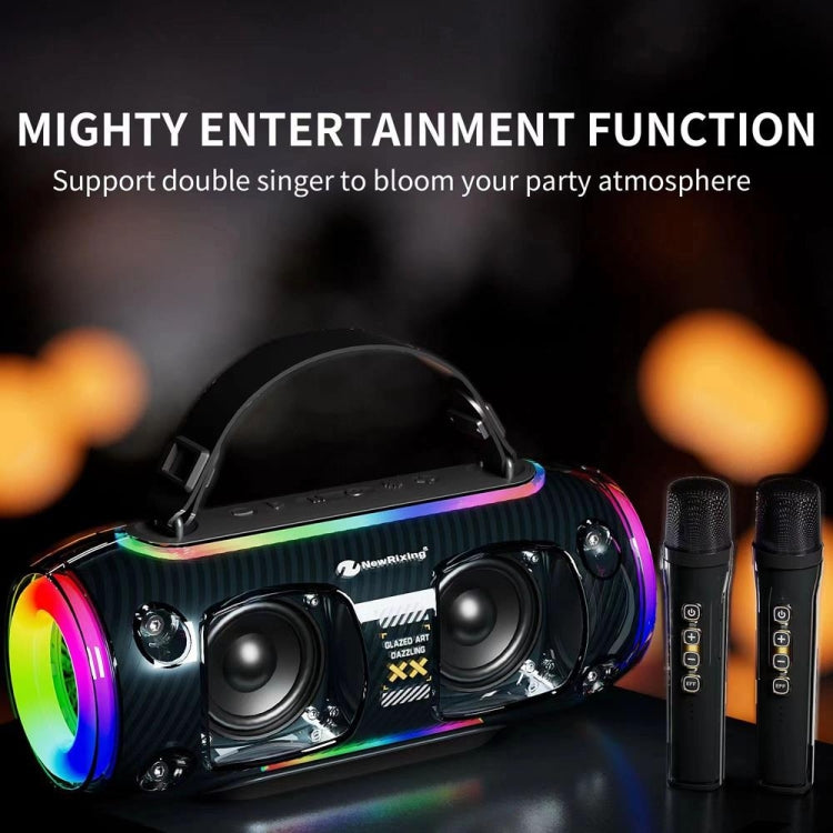 New Rixing NR8806 Portable Outdoor Wireless Bluetooth Speaker RGB Colorful Subwoofer, Style:Without Mic(Black) - Desktop Speaker by NewRixing | Online Shopping South Africa | PMC Jewellery | Buy Now Pay Later Mobicred