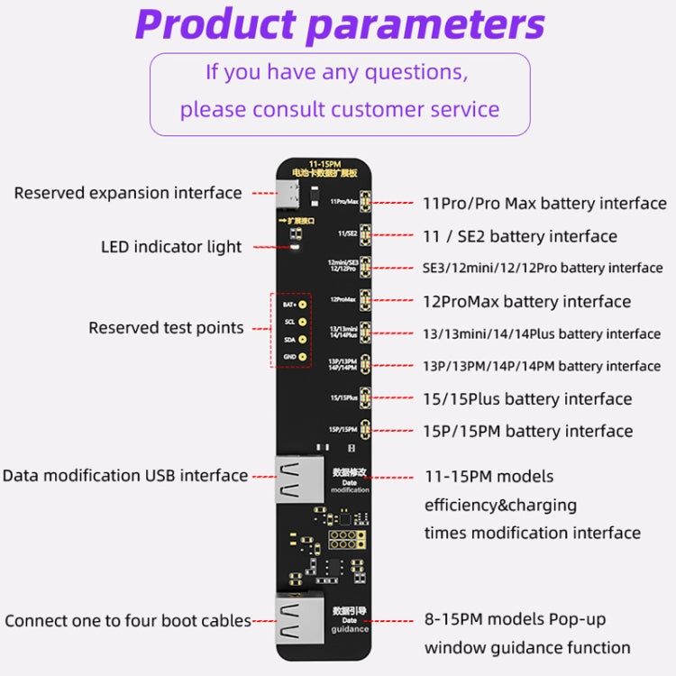 i2C KC02 Battery Data Repair Expansion Board Modifying Battery Efficiency for iPhone 11-15 Pro Max - Test Tools by PMC Jewellery | Online Shopping South Africa | PMC Jewellery