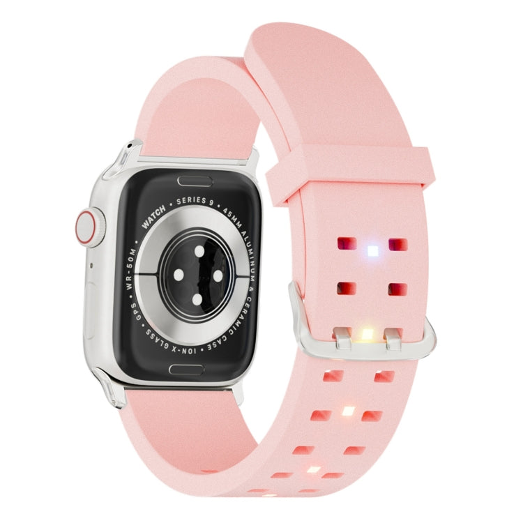 For Apple Watch Series 8 45mm Luminous Colorful Light Silicone Watch Band(Pink) - Watch Bands by PMC Jewellery | Online Shopping South Africa | PMC Jewellery