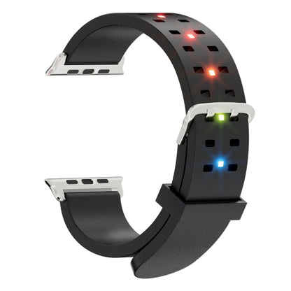 For Apple Watch Series 8 45mm Luminous Colorful Light Silicone Watch Band(Black) - Watch Bands by PMC Jewellery | Online Shopping South Africa | PMC Jewellery