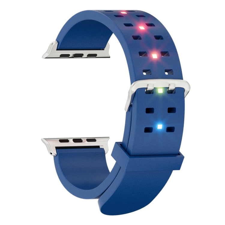 For Apple Watch Series 8 45mm Luminous Colorful Light Silicone Watch Band(Blue) - Watch Bands by PMC Jewellery | Online Shopping South Africa | PMC Jewellery