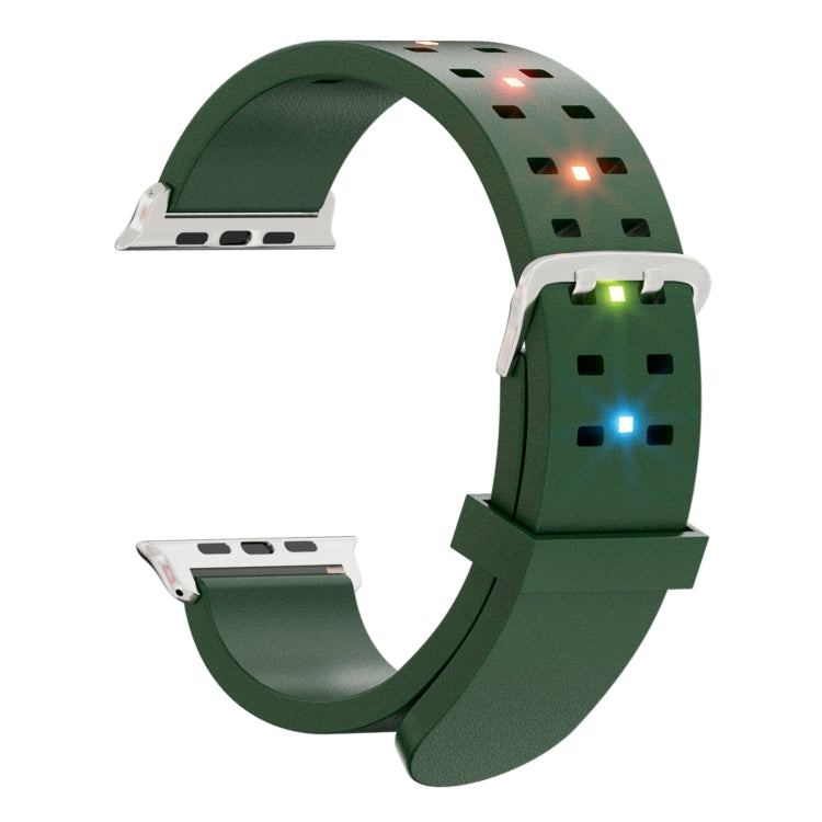 For Apple Watch SE 2022 44mm Luminous Colorful Light Silicone Watch Band(Green) - Watch Bands by PMC Jewellery | Online Shopping South Africa | PMC Jewellery