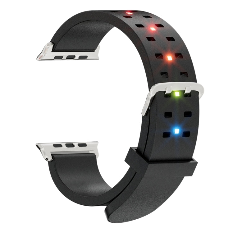 For Apple Watch 38mm Luminous Colorful Light Silicone Watch Band(Black) - Watch Bands by PMC Jewellery | Online Shopping South Africa | PMC Jewellery