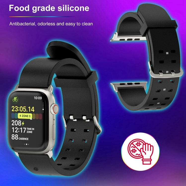 For Apple Watch SE 2023 44mm Luminous Colorful Light Silicone Watch Band(Black) - Watch Bands by PMC Jewellery | Online Shopping South Africa | PMC Jewellery