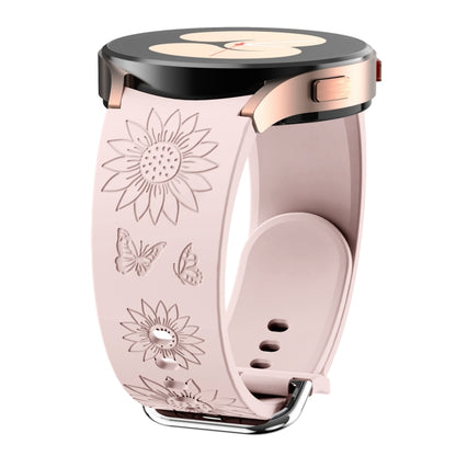 For Samsung Galaxy Watch 6 Sunflower Pattern Embossed Silicone Watch Band(Pink) - Watch Bands by PMC Jewellery | Online Shopping South Africa | PMC Jewellery