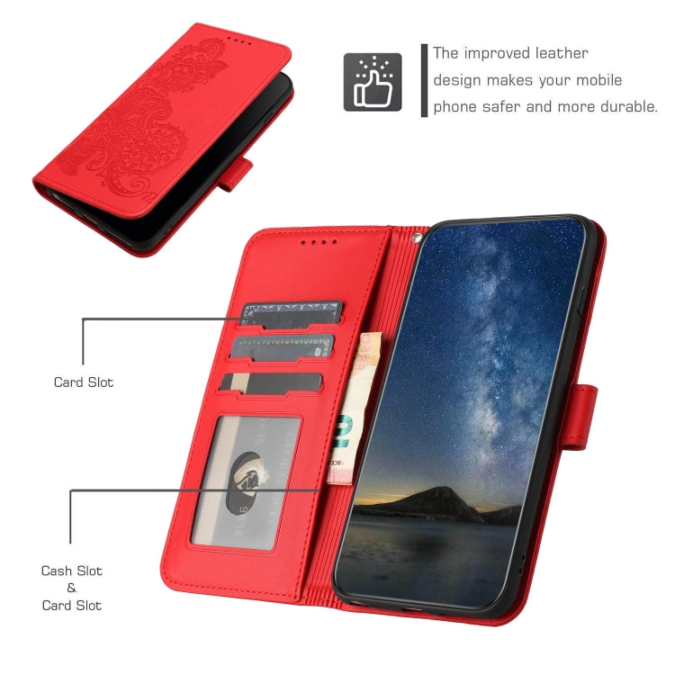For Tecno Spark Go 2024 Datura Flower Embossed Flip Leather Phone Case(Red) - Tecno Cases by PMC Jewellery | Online Shopping South Africa | PMC Jewellery | Buy Now Pay Later Mobicred