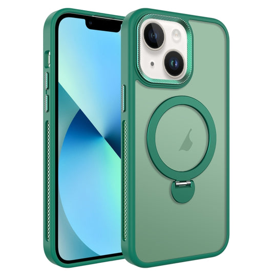 For iPhone 13 MagSafe Magnetic Holder Breathable Phone Case(Green) - iPhone 13 Cases by PMC Jewellery | Online Shopping South Africa | PMC Jewellery