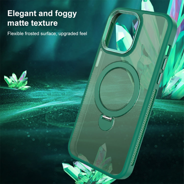 For iPhone 15 MagSafe Magnetic Holder Breathable Phone Case(Green) - iPhone 15 Cases by PMC Jewellery | Online Shopping South Africa | PMC Jewellery