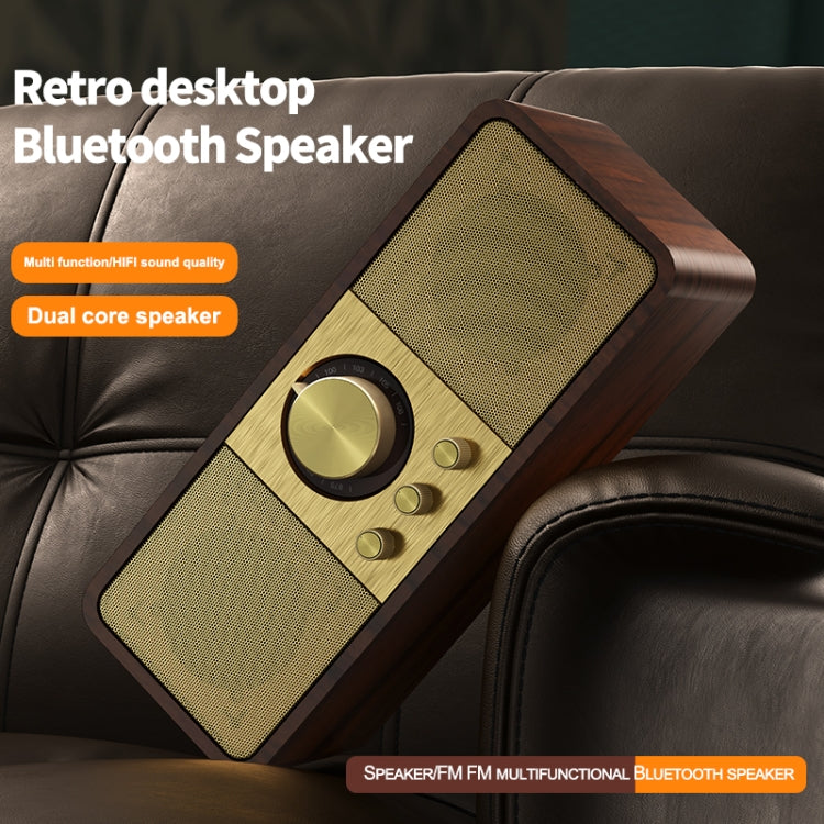 OneDer JY82 Wooden Retro Styling Wireless Speaker HIFI Classic FM Radio Support TF / U-Disk / AUX(Leather Green) - Desktop Speaker by OneDer | Online Shopping South Africa | PMC Jewellery | Buy Now Pay Later Mobicred