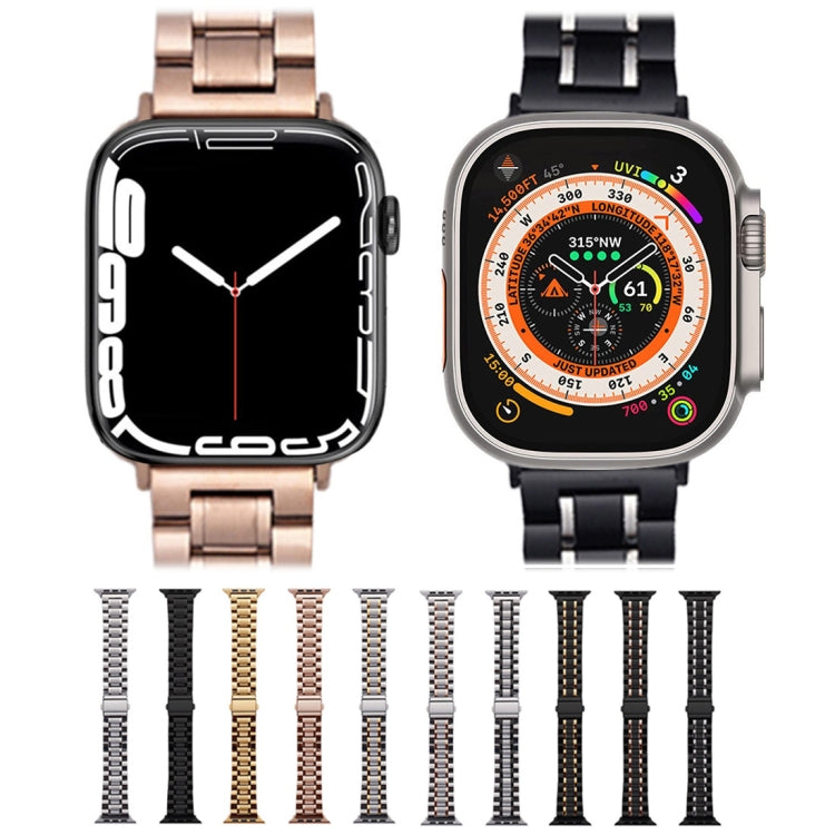 For Apple Watch SE 40mm Five-Beads Stainless Steel Watch Band(Silver Black) - Watch Bands by PMC TechLife | Online Shopping South Africa | PMC TechLife