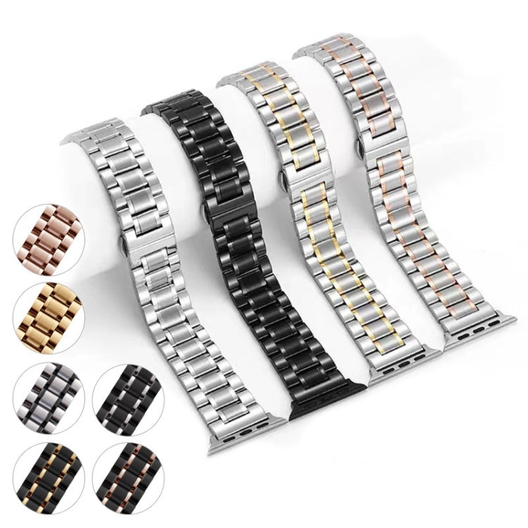 For Apple Watch 42mm Five-Beads Stainless Steel Watch Band(Black Silver) - free shipping - PMC TechLife - Order now!