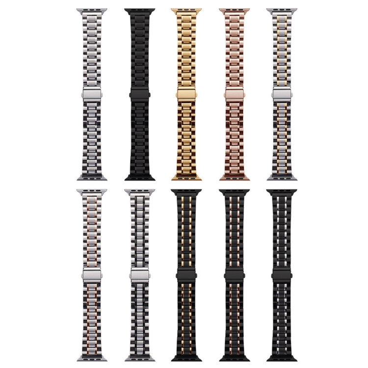 For Apple Watch SE 40mm Five-Beads Stainless Steel Watch Band(Black Silver) - free shipping - PMC TechLife - Order now!