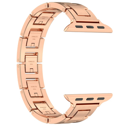 For Apple Watch Series 9 45mm H Slim Stainless Steel Watch Band(Rose Gold) - Watch Bands by PMC Jewellery | Online Shopping South Africa | PMC Jewellery