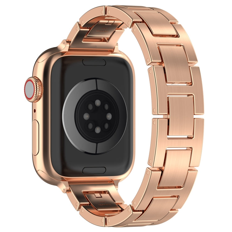 For Apple Watch Series 7 41mm H Slim Stainless Steel Watch Band(Rose Gold) - Watch Bands by PMC Jewellery | Online Shopping South Africa | PMC Jewellery