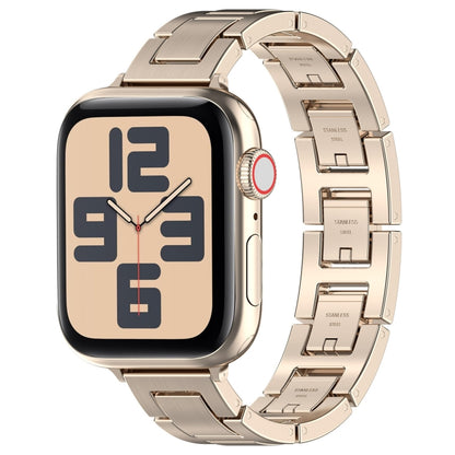 For Apple Watch SE 40mm H Slim Stainless Steel Watch Band(Starlight) - Watch Bands by PMC Jewellery | Online Shopping South Africa | PMC Jewellery