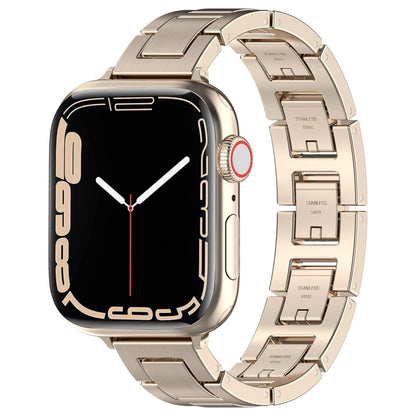 For Apple Watch Series 5 44mm H Slim Stainless Steel Watch Band(Starlight) - Watch Bands by PMC Jewellery | Online Shopping South Africa | PMC Jewellery