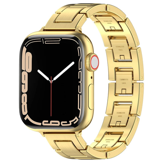 For Apple Watch Series 4 44mm H Slim Stainless Steel Watch Band(Gold) - Watch Bands by PMC Jewellery | Online Shopping South Africa | PMC Jewellery