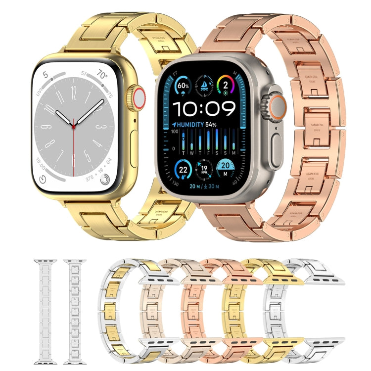 For Apple Watch Series 2 42mm H Slim Stainless Steel Watch Band(Rose Gold) - Watch Bands by PMC Jewellery | Online Shopping South Africa | PMC Jewellery