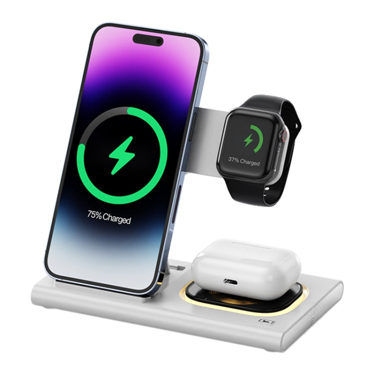 A80 3 in 1 15W Folding Wireless Charger(White) - Wireless Charger by PMC Jewellery | Online Shopping South Africa | PMC Jewellery | Buy Now Pay Later Mobicred