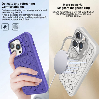 For iPhone 12 Honeycomb Radiating Lens Holder Magsafe Phone Case(Grey) - iPhone 12 / 12 Pro Cases by PMC Jewellery | Online Shopping South Africa | PMC Jewellery