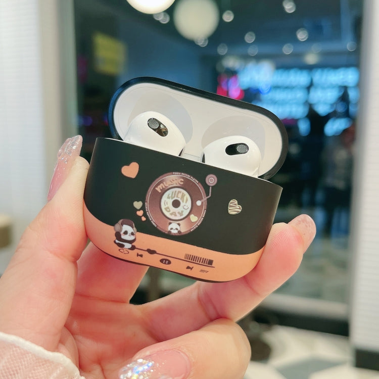 For AirPods 3 Panda Records Pattern Earbuds Box Frosted TPU Case(White) - For AirPods 3 by PMC Jewellery | Online Shopping South Africa | PMC Jewellery | Buy Now Pay Later Mobicred