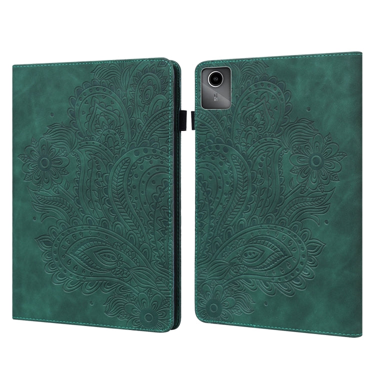 For Lenovo Tab M11 / Xiaoxin Pad 11 2024 Peacock Embossed Pattern Leather Tablet Case(Green) - Lenovo by PMC Jewellery | Online Shopping South Africa | PMC Jewellery | Buy Now Pay Later Mobicred