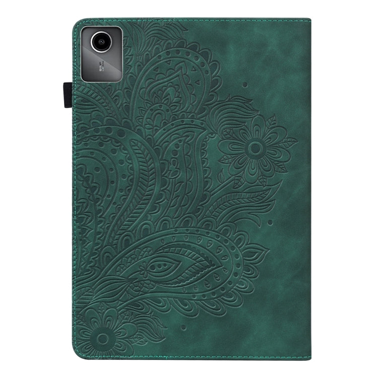 For Lenovo Tab M11 / Xiaoxin Pad 11 2024 Peacock Embossed Pattern Leather Tablet Case(Green) - Lenovo by PMC Jewellery | Online Shopping South Africa | PMC Jewellery | Buy Now Pay Later Mobicred