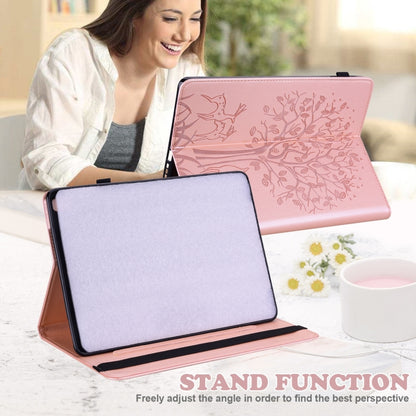 For Lenovo Tab M11 / Xiaoxin Pad 11 2024 Tree & Deer Embossed Leather Tablet Case(Pink) - Lenovo by PMC Jewellery | Online Shopping South Africa | PMC Jewellery | Buy Now Pay Later Mobicred