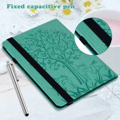 For Lenovo Tab M11 / Xiaoxin Pad 11 2024 Tree & Deer Embossed Leather Tablet Case(Green) - Lenovo by PMC Jewellery | Online Shopping South Africa | PMC Jewellery | Buy Now Pay Later Mobicred