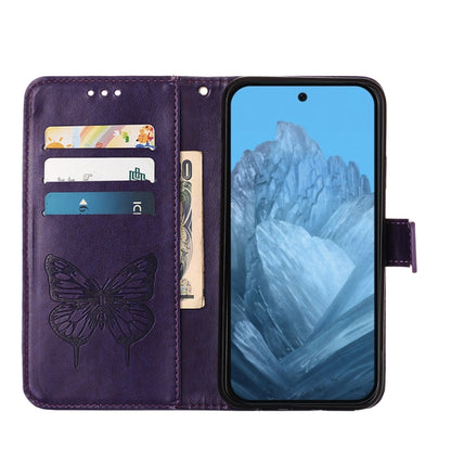 For Google Pixel 9 Embossed Butterfly Leather Phone Case(Dark Purple) - Google Cases by PMC Jewellery | Online Shopping South Africa | PMC Jewellery | Buy Now Pay Later Mobicred