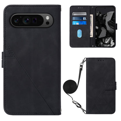 For Google Pixel 9 Pro Crossbody 3D Embossed Flip Leather Phone Case(Black) - Google Cases by PMC Jewellery | Online Shopping South Africa | PMC Jewellery | Buy Now Pay Later Mobicred