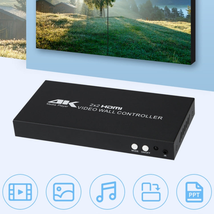 XP02 4K 2x2 HDMI Video Wall Controller Multi-screen Splicing Processor, Style:Ordinary(US Plug) - Splitter by PMC Jewellery | Online Shopping South Africa | PMC Jewellery | Buy Now Pay Later Mobicred