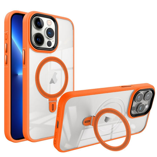 For iPhone 13 Pro Max Shield Armor MagSafe Holder Phone Case(Orange) - iPhone 13 Pro Max Cases by PMC Jewellery | Online Shopping South Africa | PMC Jewellery