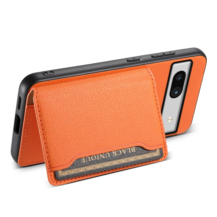 For Google Pixel 7a Calf Texture Card Bag Design Full Coverage Phone Case(Orange) - Google Cases by PMC TechLife | Online Shopping South Africa | PMC TechLife | Buy Now Pay Later Mobicred