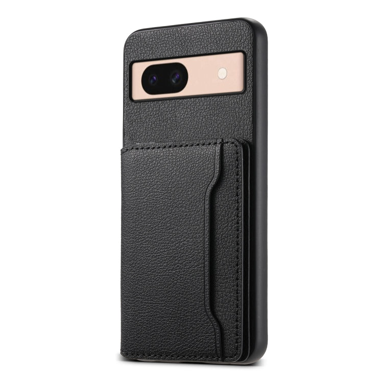 For Google Pixel 8a Calf Texture Card Bag Design Full Coverage Phone Case(Black) - Google Cases by PMC Jewellery | Online Shopping South Africa | PMC Jewellery | Buy Now Pay Later Mobicred