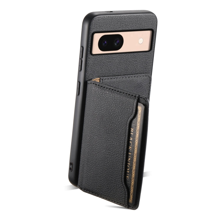 For Google Pixel 8a Calf Texture Card Bag Design Full Coverage Phone Case(Black) - Google Cases by PMC Jewellery | Online Shopping South Africa | PMC Jewellery | Buy Now Pay Later Mobicred