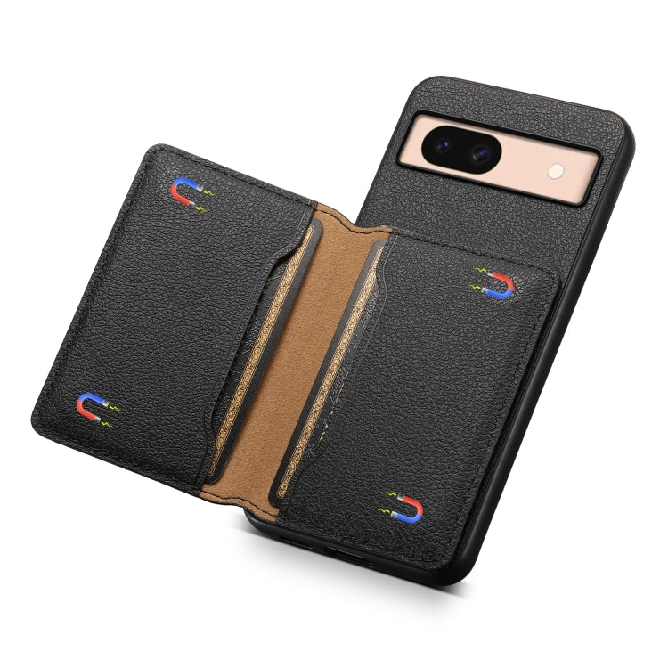 For Google Pixel 8a Calf Texture Card Bag Design Full Coverage Phone Case(Black) - Google Cases by PMC Jewellery | Online Shopping South Africa | PMC Jewellery | Buy Now Pay Later Mobicred