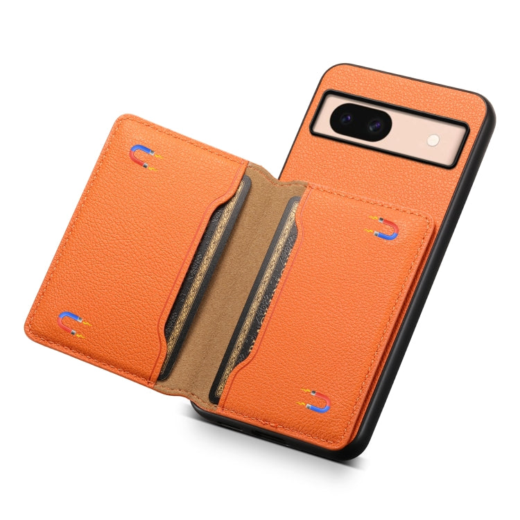 For Google Pixel 8a Calf Texture Card Bag Design Full Coverage Phone Case(Orange) - Google Cases by PMC Jewellery | Online Shopping South Africa | PMC Jewellery | Buy Now Pay Later Mobicred