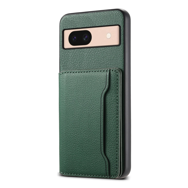 For Google Pixel 8a Calf Texture Card Bag Design Full Coverage Phone Case(Green) - Google Cases by PMC Jewellery | Online Shopping South Africa | PMC Jewellery | Buy Now Pay Later Mobicred