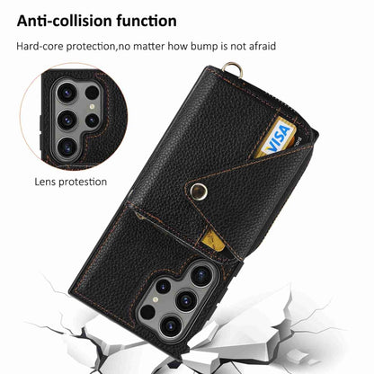 For Samsung Galaxy S24 Ultra 5G Crossbody Zipper Card Bag RFID Anti-theft Phone Case(Black) - Galaxy S24 Ultra 5G Cases by PMC Jewellery | Online Shopping South Africa | PMC Jewellery | Buy Now Pay Later Mobicred