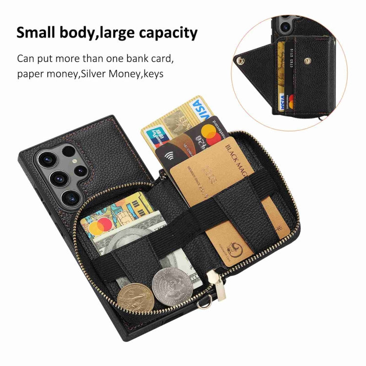 For Samsung Galaxy S24 Ultra 5G Crossbody Zipper Card Bag RFID Anti-theft Phone Case(Black) - Galaxy S24 Ultra 5G Cases by PMC Jewellery | Online Shopping South Africa | PMC Jewellery | Buy Now Pay Later Mobicred