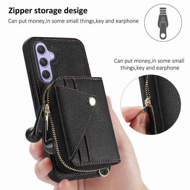 For Samsung Galaxy S24 5G Crossbody Zipper Card Bag RFID Anti-theft Phone Case(Black) - Galaxy S24 5G Cases by PMC Jewellery | Online Shopping South Africa | PMC Jewellery | Buy Now Pay Later Mobicred