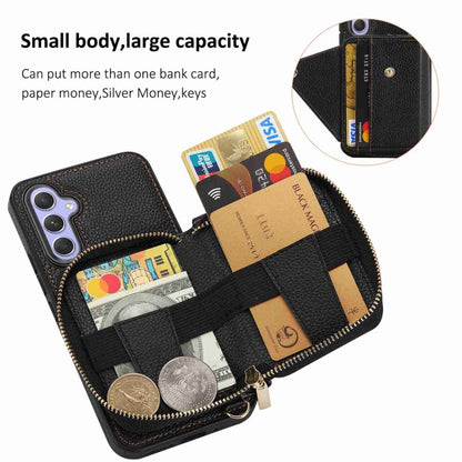 For Samsung Galaxy S24 5G Crossbody Zipper Card Bag RFID Anti-theft Phone Case(Black) - Galaxy S24 5G Cases by PMC Jewellery | Online Shopping South Africa | PMC Jewellery | Buy Now Pay Later Mobicred